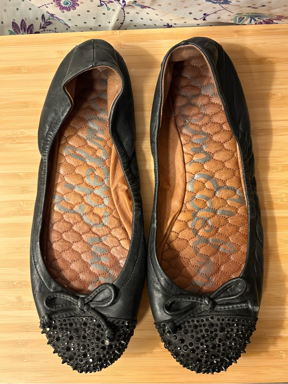 Leather Studded Black Ballet Flats Sam Edelman